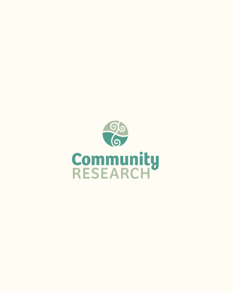 The 'Community research' logo, featuring three pikopiko (baby fern shoots)